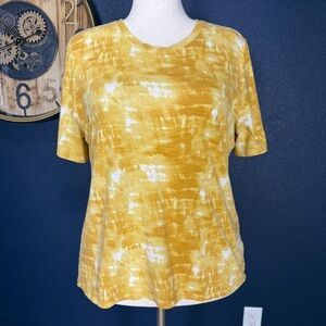 Banana Republic Factory Mustard Tie-Dye Short Sleeve Malibu Slub Tee | Size XL